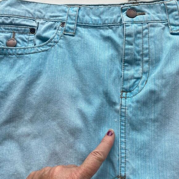 Vintage Y2K 90s Blue Jean Mini Skirt Mossimo Faded Distressed XL Juniors 15 Cott - Picture 7 of 11